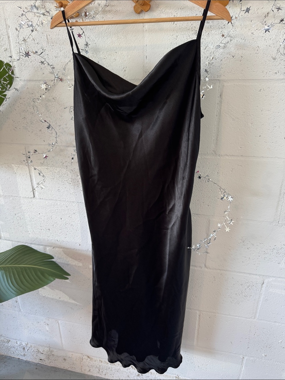 LBD Elegant Black Slip Dress with Cowl Neck
